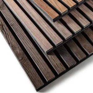 Akupinel-revestimiento de madera 3d Pet, Panel de listón acústico insonorizado, compuesto de Mdf