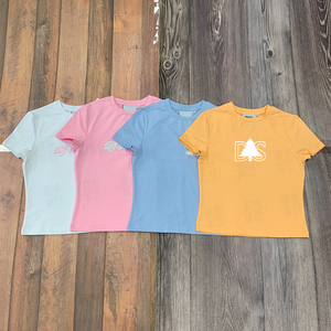 T-shirt décontracté pour femme, coupe slim, couleur unie, style classique, broderie, haute élasticité, 95% coton, 5% élasthanne - Product Image 6