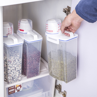Récipient de stockage pour riz 2/4 L - Contenant hermétique pour aliments secs, distributeur de farine avec tasse à mesurer + bec verseur