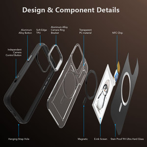 World's First DIY <strong>Cases</strong> AI Smart Screen NFC Magnetic Protective Cover for iPhone 16 Pro Max E-ink Screen Phone <strong>Case</strong> With Holder - Product Image 4