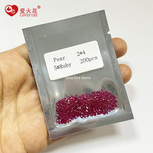 Bán Buôn Loose Lê Cắt Mặt Đá Quý 3 # Rose 5 # Ruby 8 # Pigeon Máu Đỏ Tổng Hợp Corundum - Product Image 3