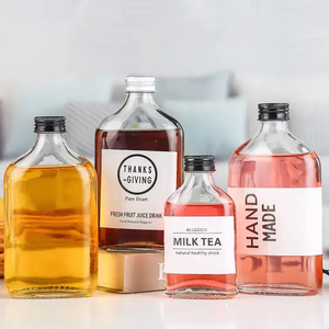 Bouteille en verre vide avec bouchons, flacon de poche pour liqueurs, bouteilles transparentes pour sauces, whisky, sodas et autres boissons - Product Image 2