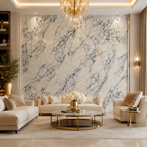 Losa de piedra sinterizada con aspecto de mármol Bulgari Gold, baldosa de porcelana con aspecto de mármol pulido de 1600 x 3200 x 12 mm para pared - Product Image 3