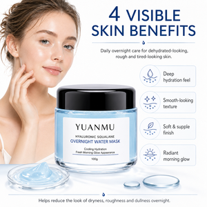 Mascarilla Nocturna Hidratante e Iluminadora, Crema Humectante Profunda, Mascarilla de Gel Herbal con Ácido Hialurónico, Niacinamida y Escualano - Product Image 4