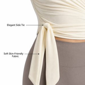 Women Premium <b>Cream</b> Long Sleeve <b>Wrap</b> Yoga Top with Adjustable Side Tie and V Neck Design for Pilates and Activewear Brands - Product Image 6