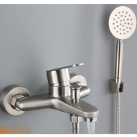 304 acier inoxydable salle de bain douche robinet brossé argent bain robinet mitigeur ABS montage mural pluie-pulvérisation pommeau de douche à main ensemble