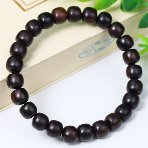 Cuentas de ébano pulidas a mano de 7x8 mm, pulsera unisex de madera natural para uso diario, joyería cultural coleccionable - Product Image 3