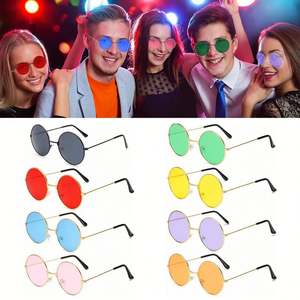 Lunettes de soleil rondes personnalisées avec logo, pas chères, pour hommes et femmes, verres miroir colorés UV400, monture en alliage, pour fêtes - Product Image 1