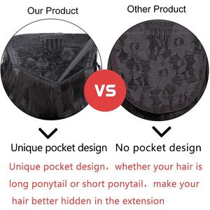 100% capelli umani coda di cavallo estensioni dei capelli doppio disegnato naturale avvolgere i capelli coda di cavallo con coulisse - Product Image 6