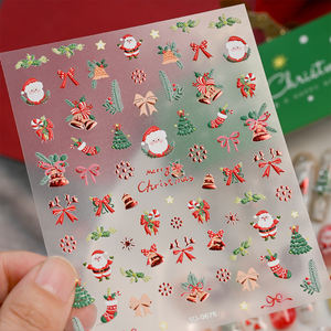 Pegatinas de uñas de Navidad 5D, oso de dibujos animados, árbol, pegamento trasero, pegatinas para decoración de uñas, bricolaje, <span class=keywords><strong>Feliz</strong></span> Año Nuevo, calcomanías para decoración de uñas - Product Image 5