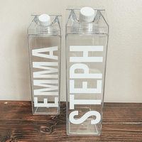 Bouteille d'Eau Carton de Lait 250ml 500ml 1000ml, Bouteille en Plastique Classique PS Personnalisée, Bouteille en Cristal Acrylique pour Amoureux et Gym
