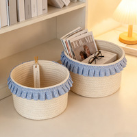 Panier de rangement en coton brodé tissé à la main - Boîte de rangement de cosmétiques de bureau, aspect haut de gamme, pour gérer l'organisation des objets