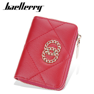 กระเป๋าใส่บัตรใบเล็กสำหรับผู้หญิง Baellerry หนัง PU ซิปใส่เหรียญ ช่องใส่บัตรหลายช่อง กระเป๋าสตางค์แบบพับเก๋ไก๋ สีแดง - Product Image 1