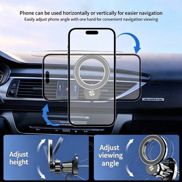 Landscape Portrait Switch Car Phone Mount ABS+PC+Metal Compatible for /All Convenient One Hand Operation Holder