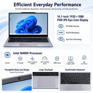 Wholesale Cheap 14 Inch Slim <strong>Laptop</strong> Intel Celeron N4000 <strong>8GB</strong> <strong>RAM</strong> 256GB SSD English Keyboard Work <strong>Laptop</strong> <strong>Computer</strong> with US Plug - Product Image 6