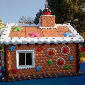 Outdoor <strong>Christmas</strong> <strong>Village</strong> <strong>Large</strong> Giant <strong>Christmas</strong> Decoration Waterproof Fiberglass Gingerbread House Park Plaza Festive Scene - Product Image 6