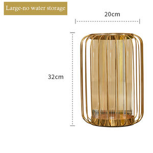 مزهرية زجاجية عصرية على شكل قفص طيور معدني للديكور المنزلي الفاخر بأسلوب شمال أوروبا - Product Image 6