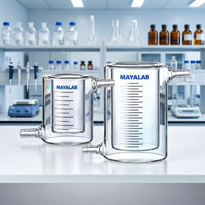 Vaso de laboratorio con revestimiento MAYALAB, de vidrio borosilicato doble con boquillas laterales, material de vidrio para laboratorio de química - Product Image 3