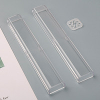 Boîte à stylos rectangulaire transparente en plastique cristal, boîte cadeau, école et bureau, logo personnalisé LM LM0911 157x25x25mm