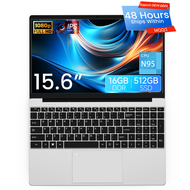 Factory Wholesale New 15.6" Laptop Intel N95 Quad-Core 1.7GHz 16GB RAM 512GB SSD Windows 11 Business Edition FHD 60Hz English