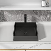 Lavabo mural rectangulaire moderne Homedec Gunmetal Black en acier inoxydable 304 de calibre 16, facile à nettoyer, garantie 3 ans, pour salle de bain