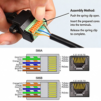 Jack RJ45 8P8C Female ke Terminal Block Sambungan Cepat 8Pin, Ekstensi Kabel LAN Tanpa Solder, Konektor Kabel Ethernet Tanpa Alat