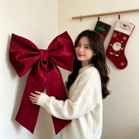 Grands ornements en satin extensible bordeaux en forme de nœud pour guirlande de sapin de Noël, décorations suspendues pour créer une ambiance festive