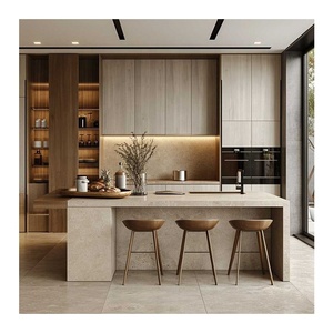 Gabinete de almacenamiento de Isla de mármol con tablero de melamina de partículas Mdf inteligente minimalista gabinetes de cocina modulares - Product Image 6