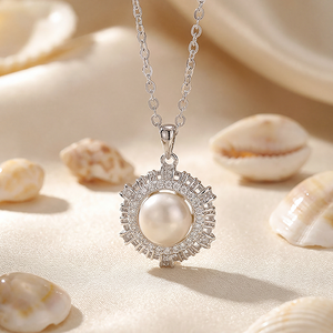 Collier en argent S925 avec perle de coquillage, pendentif en forme de goutte d'eau pavé de CZ, bijou élégant, cadeau pour femme - Product Image 4