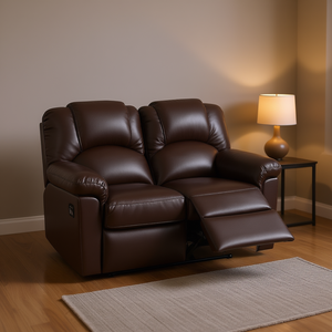 Sofá Reclinable de Dos Plazas Db Motion en Cuero Sintético Marrón con Mecanismo Manual y Brazos Acolchados para Muebles de Sala - Product Image 2