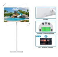 Smart TV Android portable de 32 pouces écran de tablette interactive debout au sol suivez-moi lecteur vidéo à piles pour l'intérieur