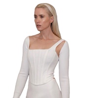 Dion Lee Drop Verzending Vrouwen Ontwerp Vorm 2022 Winter Witte Gebreide Uitsnede Lange Mouwen Vierkante Hals Corset Rits terug Top