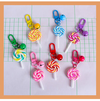Bonbons alimentaires porte-clés belle arc-en-ciel sucette porte-clés polymère argile ornements sac pendentif résine porte-clés acrylique sucette porte-clés