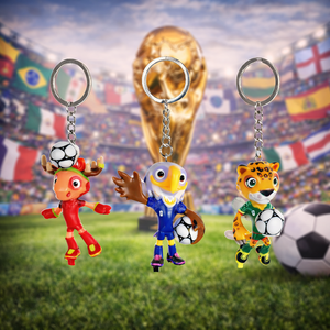 Ensemble de porte-clés de football de dessin animé <span class=keywords><strong>FIFA</strong></span>, 3 pièces, mascotte animale, porte-clés en ABS, souvenir de football pour les fans des États-Unis, du Canada et du Mexique - Product Image 5