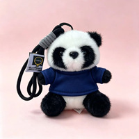 Porte-clés en peluche Songshan Toys avec logo personnalisé, t-shirt en polyester 10 cm avec cordon, pendentif panda mignon, breloque de sac en peluche