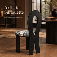 Chaise de salle à manger Artful Loop Back avec assise en tissu doux et structure en bois stable - Design sculptural moderne pour la maison, l'hôtel, le café