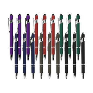 Bolígrafo verde retráctil de bajo precio, punta media, 1,0mm, promocional, 2 en 1, bolígrafo de Metal con goma suave - Product Image 2