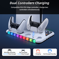 DOBE Support de station d'accueil multifonctionnel pour PS5 Slim RGB Support de refroidissement avec crochet pour casque d'écoute pour PS5 DualSense Controller Holder station