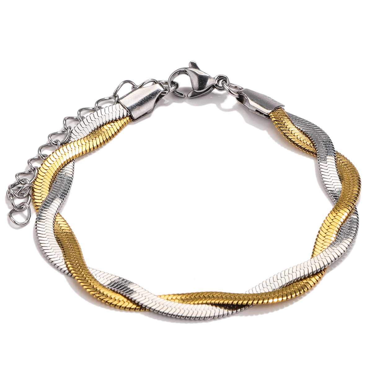Bracelet 2 couches argent + or