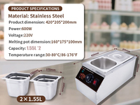Chauffe-eau électrique commercial à 2 réservoirs, chauffe-eau longue durée, machine à faire fondre le chocolat