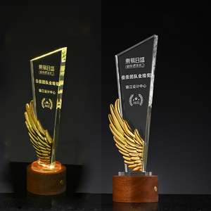 MH-NJ00928 eccellente premio <span class=keywords><strong>di</strong></span> <span class=keywords><strong>vetro</strong></span> trofei in legno massiccio ala K9 cristallo bianco rettangolo personalizzato a LED BaseTrophy Award - Product Image 3