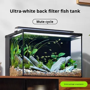 Acuario de Cristal Ultra Blanco YEE con Filtro Trasero, Acuario de Cristal de 6 Lados con Luz LED y Bomba Silenciosa para Acuarios de Agua Dulce - Product Image 3