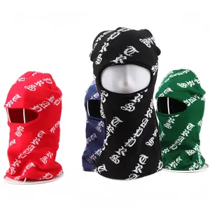 Wholesale Acrylic Knitted Sports Skull Full Face 1 Hole Ski Mask Hood Neon Custom Balaclavas