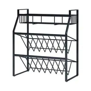 Home Accessories Kitchen Storage Creative seasoning rack Kitchen storage rack Black three-layer sauce jar seasoning rack