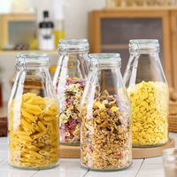 Bouteilles en verre borosilicate hermétiques à bouchon basculant 500ml/750ml/1L pour restaurants, cafés, vente au détail, emballage personnalisé avec logo