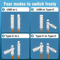 Câble USB Type-C 4-en-1 à charge rapide 65W 5A personnalisé en usine avec gaine en PVC pour ordinateur et imprimante iOS