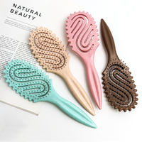 Brosse à cheveux bouclés en forme de S en paille de blé en nylon, brosse à cheveux démêlante lisse et rebondissante pour salon à domicile, vente en gros