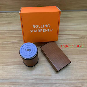 Kit Affilacoltelli da Cucina in Acciaio Inox con Diamante, Affilatore Rotante in Legno di Faggio a Doppia Faccia, Grana Media 15/20 Gradi Personalizzabile - Product Image 2