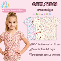 T-shirts personnalisés à manches courtes pour filles, imprimés fleurs, fraises et léopard, pour enfants de 2 à 15 ans, décontractés pour l'été