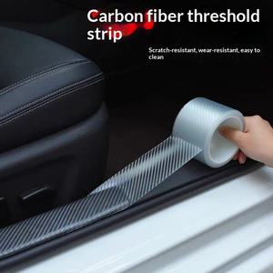 Autocollants universels anti-collision pour seuil de porte de voiture, bandes décoratives modifiées pour pédale, motif fibre de carbone, protection de bord de porte - Product Image 5
